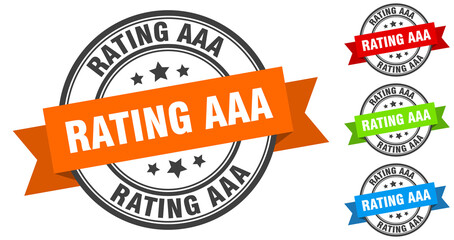 rating aaa stamp. round band sign set. label
