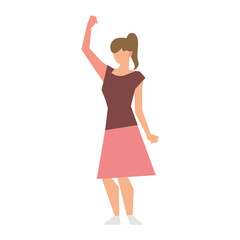 woman with pony tail hair standing character isolated icon