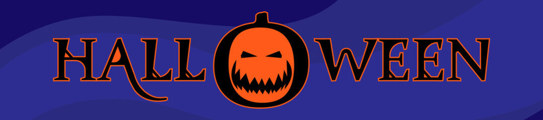 Lettering for the Halloween holiday with the image of a pumpkin instead of a letter.