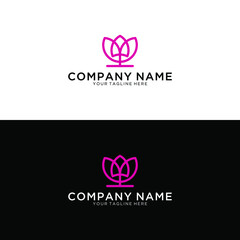 Lotus Flower Logo abstract Beauty Spa salon Cosmetics brand Linear style. Looped Leaves Logotype design vector Luxury Fashion template.