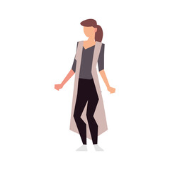 brunette woman standing character isolated icon