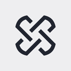 Complex Geometric Contemporary Element. Logo Template Design for Business Corporate Sign. Abstract Merged Figures for Websites, Mobile App, or Infographics on Gray Background