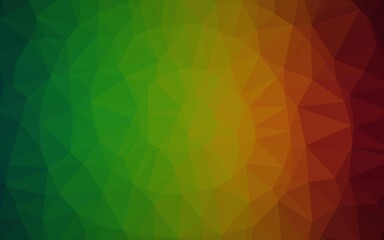 Dark Green, Red vector shining triangular background.