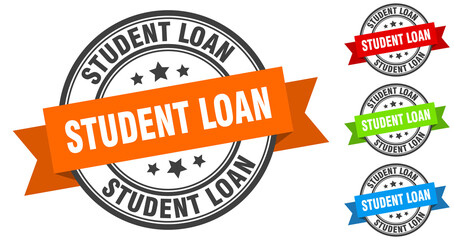 student loan stamp. round band sign set. label