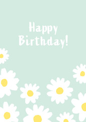 Birthday card template with flowers background