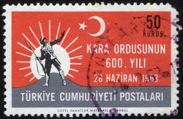 Republic of Turkey. Republic of Turkey postage stamp. Republic of Turkey historical stamp. A postage stamp printed in Republic of Turkey.