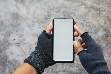 hacker hand stealing data from smart phone 