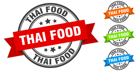 Fototapeta na wymiar thai food stamp. round band sign set. label