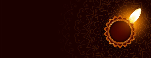 traditional happy diwali decorative diya banner design
