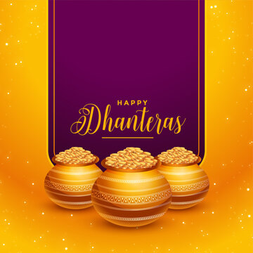 beautiful happy dhanteras golden coins background design
