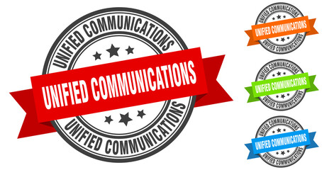 unified communications stamp. round band sign set. label