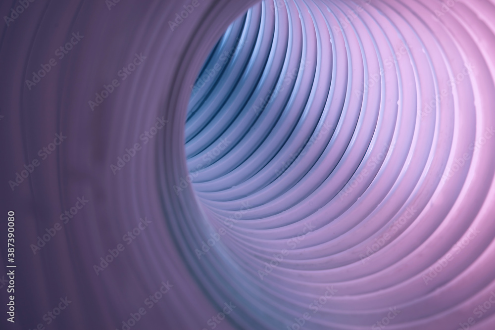 Poster Beautiful round abstract gray tunnel with color light on a background pattern textured ford design.