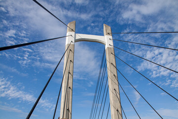 Obraz premium Cable-stayed bridge against the blue sky