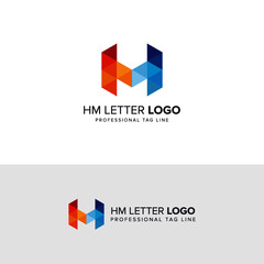 modern abstract creative professional H, M  letter logo template