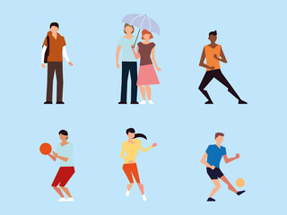 people making different outdoor recreational activities