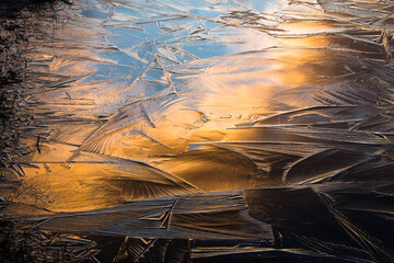 Colorized factured ice in sunset colors