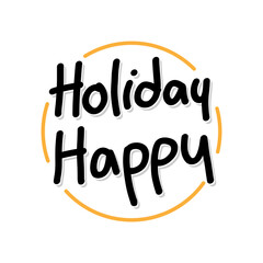 Happy holidays.Beautiful greeting card scratched calligraphy black text word gold stars. Hand drawn invitation, promotion design. Handwritten modern brush lettering white background isolated