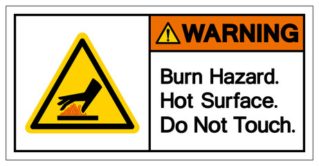 Warning Burn Hazard Hot Surface Do Not Touch Symbol Sign, Vector Illustration, Isolate On White Background Label .EPS10