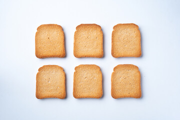 rusks on white background. rusks breakfast concept