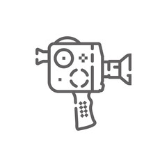 Old movie camera icon. Outline illustration of movie camera vector icon for web. Web symbol for websites and mobile app. Trendy design. Vector illustration.
