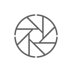 Photo camera diaphragm icon. Outline illustration of photo camera diaphragm vector icon for web. Web symbol for websites and mobile app. Trendy design. Vector illustration.