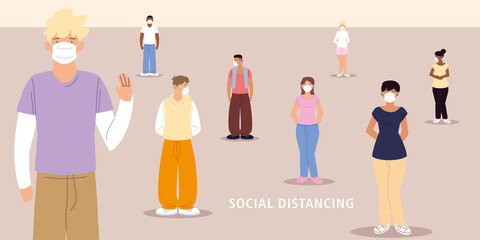 social distancing, people distance between prevention during coronavirus covid 19