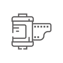 Camera film roll icon. 35mm photo film reel. Outline illustration of Film roll vector icon for web. Web symbol for websites and mobile app. Trendy design. Vector illustration.