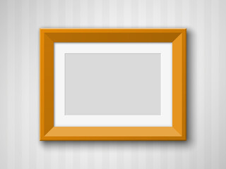 Set of Black Blank Picture Frames A3, A4 sizes, hanging on a color Wall from the Front. Design empty Template for Mock Up. illustration