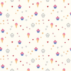 Cute ice cream vector seamless pattern design