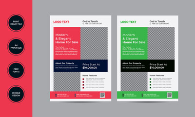 Real Estate Flyer design vector template in A4 size
template details:
Easy Customization and Editable
2 Color Versions
Full  Vector Eps. File
Size: A4 (210X297)
300 DPI resolutions