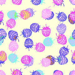 Various berries. Square frame made of colored berries. Place for your text. Seamless pattern.