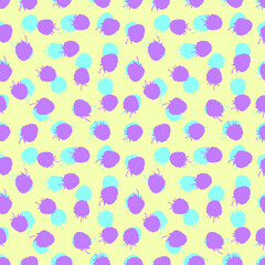 Berries on a yellow background. Berry seamless pattern. Fruit endless pattern.