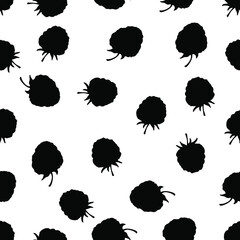 Seamless pattern. Black silhouette of berries on a white background. 