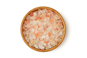 Himalayan pink salt on white background