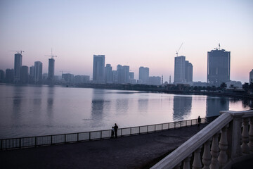 Fototapeta premium city bridge and city skyline
