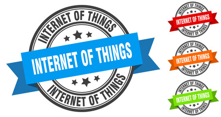 internet of things stamp. round band sign set. label