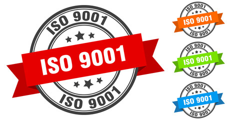 iso 9001 stamp. round band sign set. label