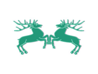 Two red deer stags fighting.