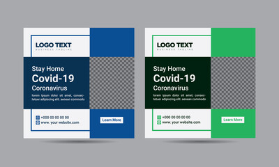 Healthcare or covid-19 social media banner template  Digital banner, Poster, Vector illustration.