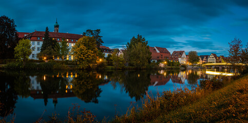 Fototapeta premium Evening mood at the Neckar river, Rottenburg am Neckar / Germany
