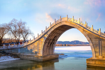 Xiuyi bridge, stands at the Summer Palace in Beijing, China