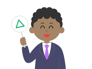 クイズに回答する黒人男性のイラスト