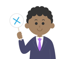 クイズに回答する黒人男性のイラスト