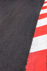 Texture of motor race asphalt and curb Grand Prix circuit