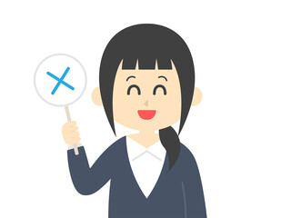 クイズに回答する女性のイラスト