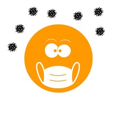 Emoticône avec un masque chirurgicale pour se protéger des virus