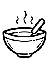 Bowl Of Hot Food Flat Icon Isolated On White Background