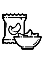 Packet Of Chips And A Plate Flat Icon Isolated On White Background