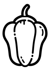 Sweet Bell Pepper Flat Icon Isolated On White Background