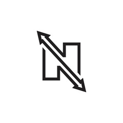 N letter with up and down arrow logo design vector